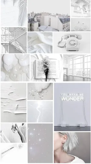 Enjoy The Beauty Of A White Aesthetic Collage Wallpaper