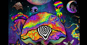 Enjoy The Colors Of The Trippy Mushroom! Wallpaper