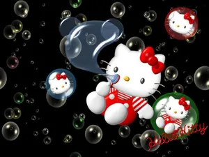Enjoy The Cuteness Of Hello Kitty With This Sleek Laptop! Wallpaper