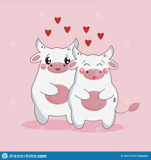 Enjoy The Cuteness Of This Kawaii Cow! Wallpaper