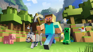 Enjoy The Freedom Of Running In A New Minecraft World Wallpaper