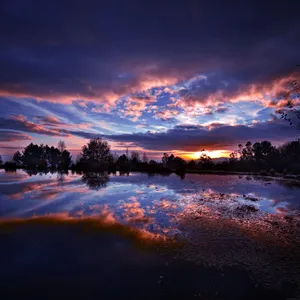 Enjoy The Golden Hues Of The Evening Sunset At The Lake Wallpaper