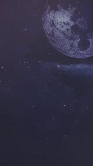 Enjoy The Peace And Tranquility Of A Night Sky With Moon And Stars Iphone Wallpaper. Wallpaper