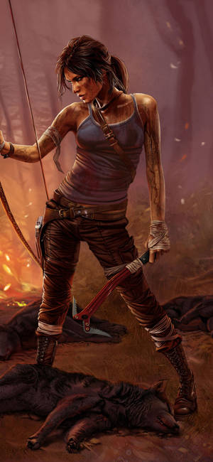 Enjoy The Thrill Of Being Lara Croft On Your Iphone! Wallpaper