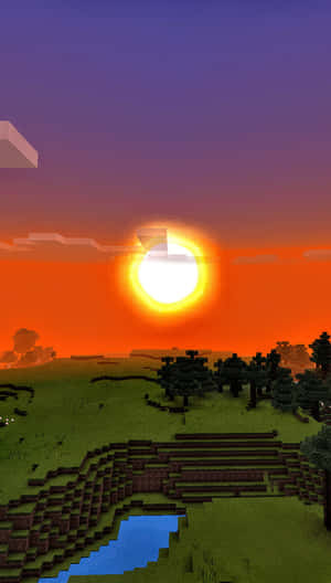 Enjoying A Minecraft Sunset Wallpaper