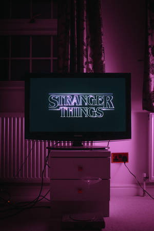 Enjoying A Purple Aesthetic With A Flat Screen Tv Wallpaper