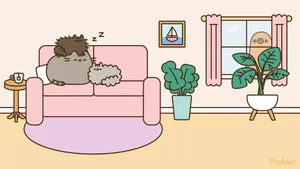 “enjoying Some Computer Time - Pusheen The Cat” Wallpaper