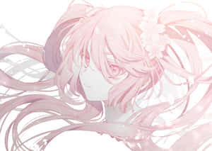 Enjoying The Beautiful Cherry Blossom Petals With Sakura Miku Wallpaper