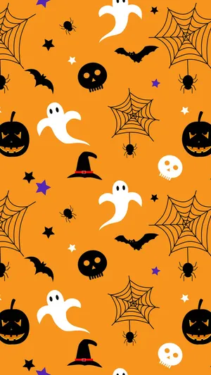Enjoying The Fun And Fright Of Halloween In Orange Wallpaper