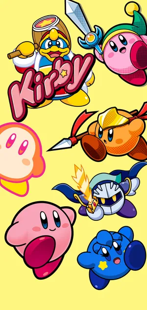 Enjoying The Fun Times: Kirby And His Friends Wallpaper