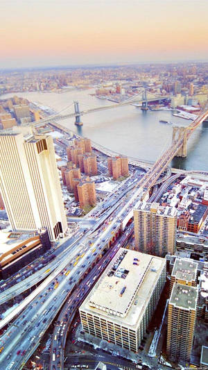 Enjoying The View Of Nyc From The Comfort Of A Phone Wallpaper