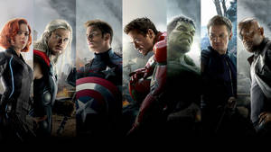 Ensemble Of The Avengers In Action Wallpaper