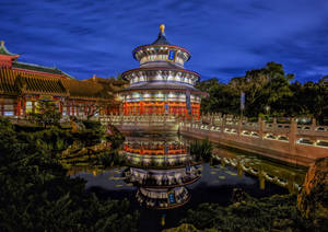 Epcot China Pavilion Night Reflection Wallpaper