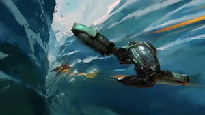 Epic Battle Painting Spaceship Wallpaper