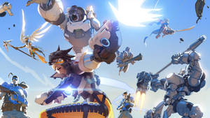 Epic Battle Scene With Characters From Overwatch 2 Wallpaper