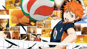 Epic Orange Collage Aesthetic Hinata From Haikyuu Wallpaper