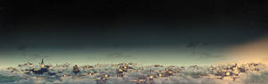 Epic Star Wars City Display - High Resolution Dual Monitor Wallpaper
