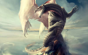 Epic White Dragon Art Wallpaper