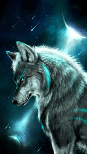 Epic Wolves With Falling Stars Wallpaper