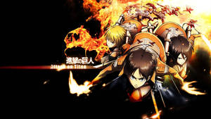 Eren, Mikasa, And Armin From Attack On Titan Anime Wallpaper