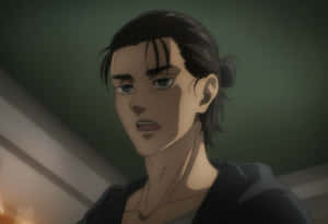 Eren Yeager Pfp With Hair Bun Wallpaper