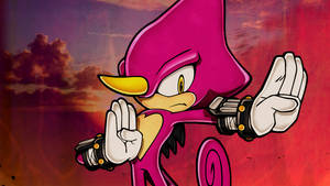 Espio The Chameleon In Action Under A Red Sky Wallpaper