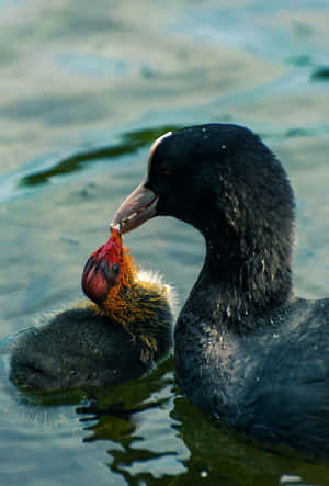 Eurasian Coot Mother Bird Wallpaper