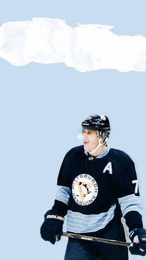 Evgeni Malkin Aesthetic Pastel Blue Poster Wallpaper