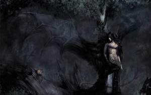 Evil Demon Standing Tree Wallpaper