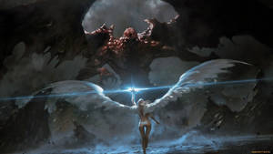 Evil Demon Versus Angel Wallpaper