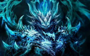 Evil Greenish Blue Monster Wallpaper