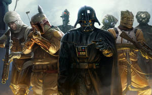 Evil Masterminds Darth Vader And Boba Fett Join Forces Wallpaper