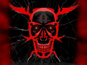 Evil Red Skull Cracked Screen Wallpaper