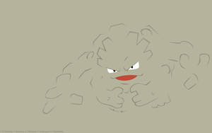 Evolved Geodude Simple Gray Outline Wallpaper