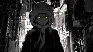 Excited Black Anime Boy Runs Towards Adventure Wallpaper