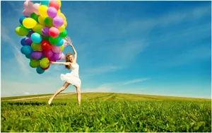 Excited Girl In A Field Wallpaper