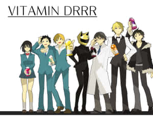 Exciting Encounters In Ikebukuro Featuring Durarara Characters Shizuo, Izaya, Celty, And Mikado Wallpaper