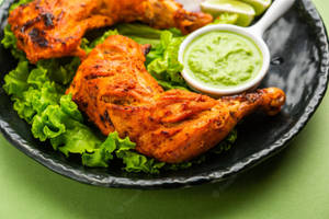 Exotic Tandoori Chicken Served With Zesty Wasabi Wallpaper