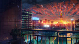 Explore The Beauty Of The Anime Night City. Wallpaper