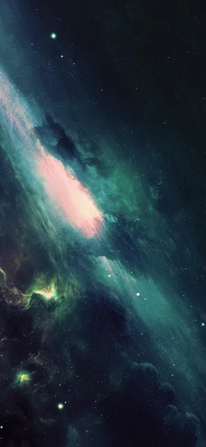 Explore The Depths Of Space With This Mysterious Green And Blue Galaxy Wallpaper