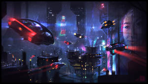 Explore The Neon Cityscape In Blade Runner Wallpaper