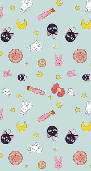 Explore The Power Of Sailor Moon Pattern With This Elegant Wallpaper. Wallpaper