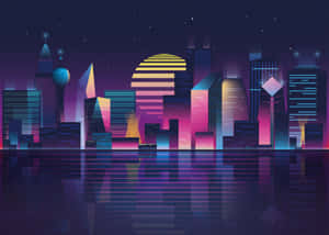 Explore The Technicolor Dreamscape Of Synthwave City Wallpaper