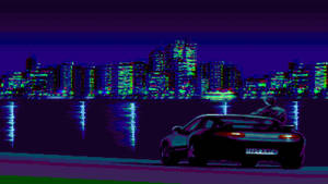 Explore The Urban Landscape Of Retrowave City. Wallpaper