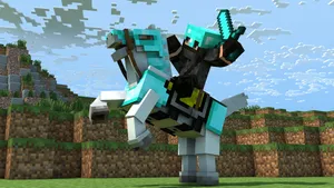 Exploring The Creeper Caves With An Armored Ninja Wallpaper