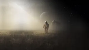 Exploring The Universe - An Astronaut In Outer Space Wallpaper