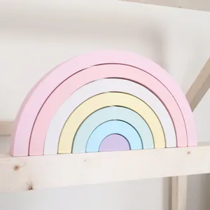 Expressive Pastel Rainbow On Wooden Texture Wallpaper