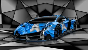 Exquisite Blue Lamborghini Aventador In Its Full Glory Wallpaper