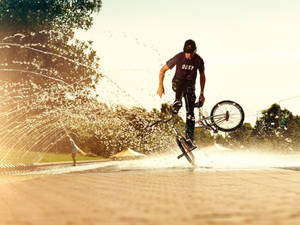 Extreme Sports Bmx Stunt Water Wallpaper