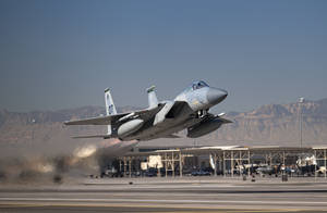 F-15 Fighter Jet Quick Takeoff Wallpaper